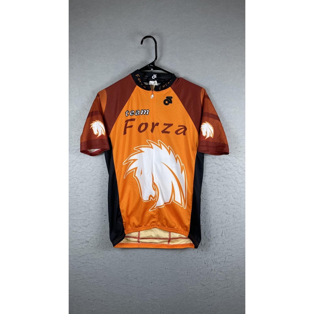 Champion System Team Forza‎ Horse Cycling Jersey Mens Medium Orange Full Zip